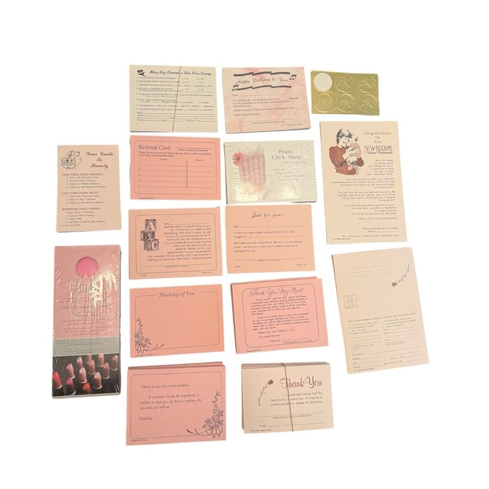 Mary Kay Vintage Bundle of (500) Cards Door Hangers Surveys Guides Paperwork
